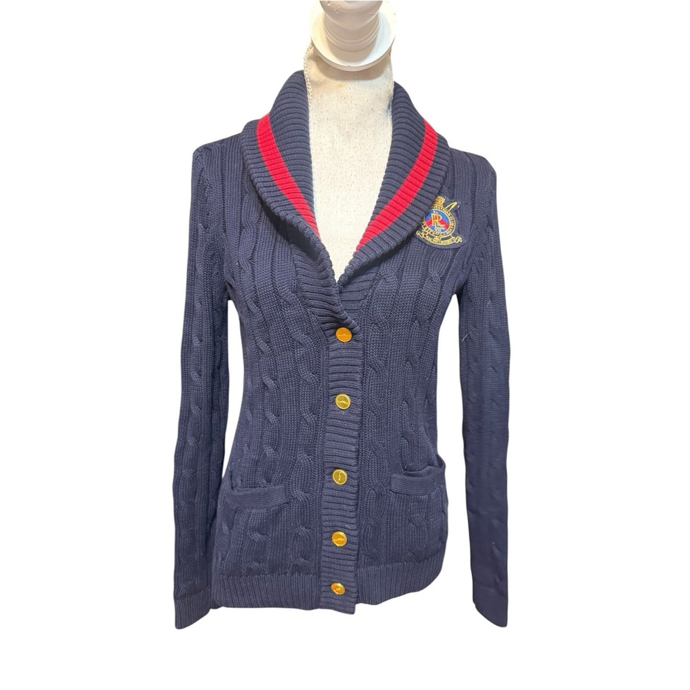 Lauren Ralph Lauren Women's Cable-Knit Shawl Collar Button Cardigan Pockets SP